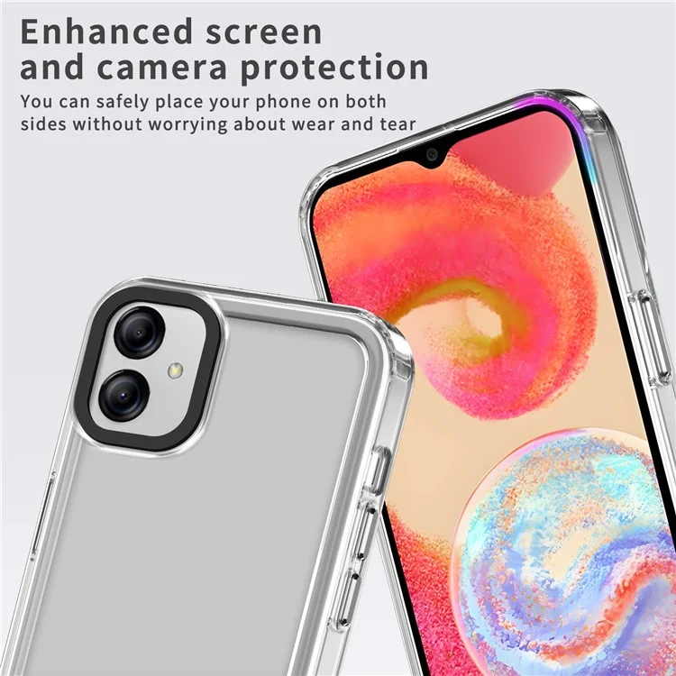 For Samsung Galaxy A04e 4G / M04 4G / F04 4G Case Crystal Clear PC+TPU Anti-Scratch Phone Cover - Transparent Black