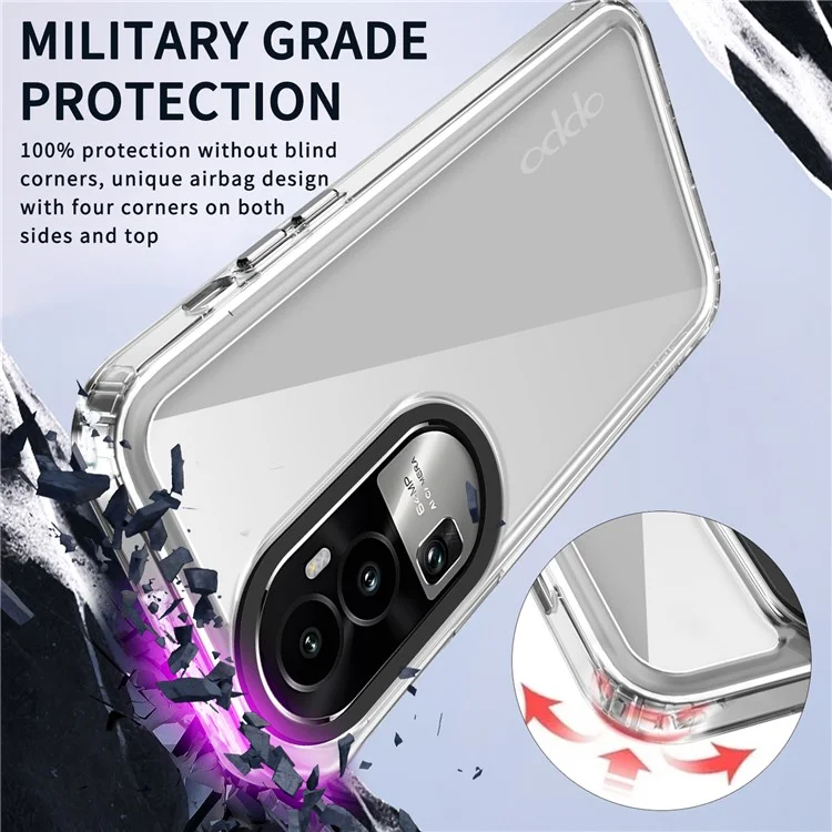 Para Oppo Reno10 5G (Global) / Reno10 Pro 5G (Global) Fundas para teléfonos móviles Slim-Fit PC+TPU Clear Shell - Transparente