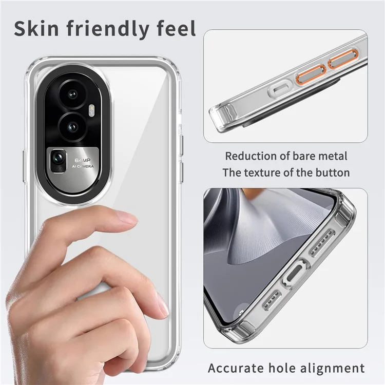 Para Oppo Reno10 5G (Global) / Reno10 Pro 5G (Global) Fundas para teléfonos móviles Slim-Fit PC+TPU Clear Shell - Transparente