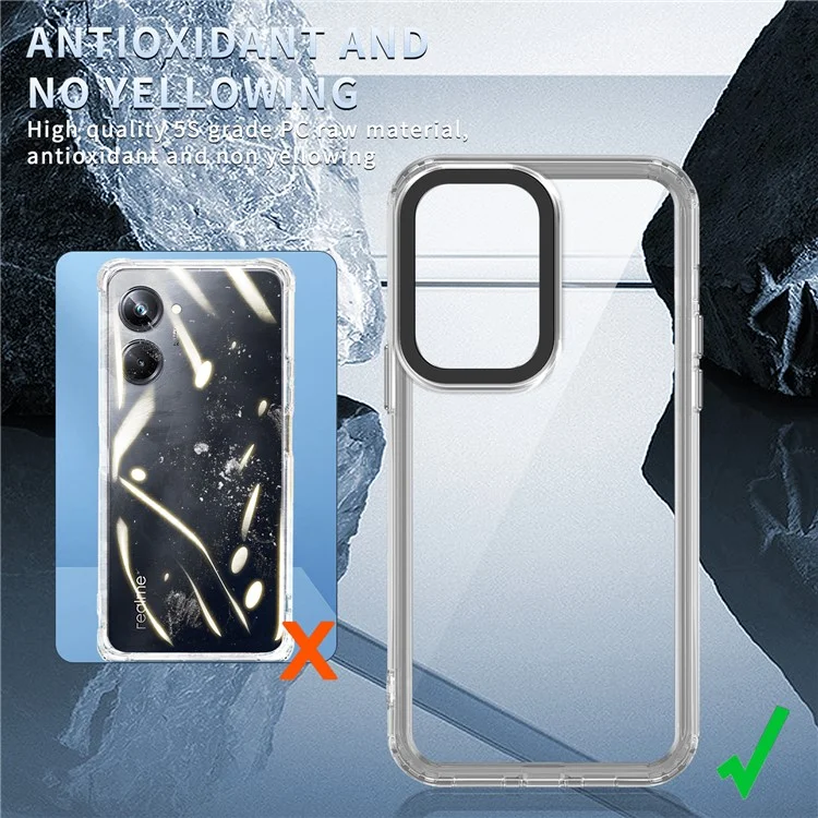 For Realme 10 Pro 5G Cell Phone Cases Clear PC+TPU Military Grade Protection Back Cover - Transparent