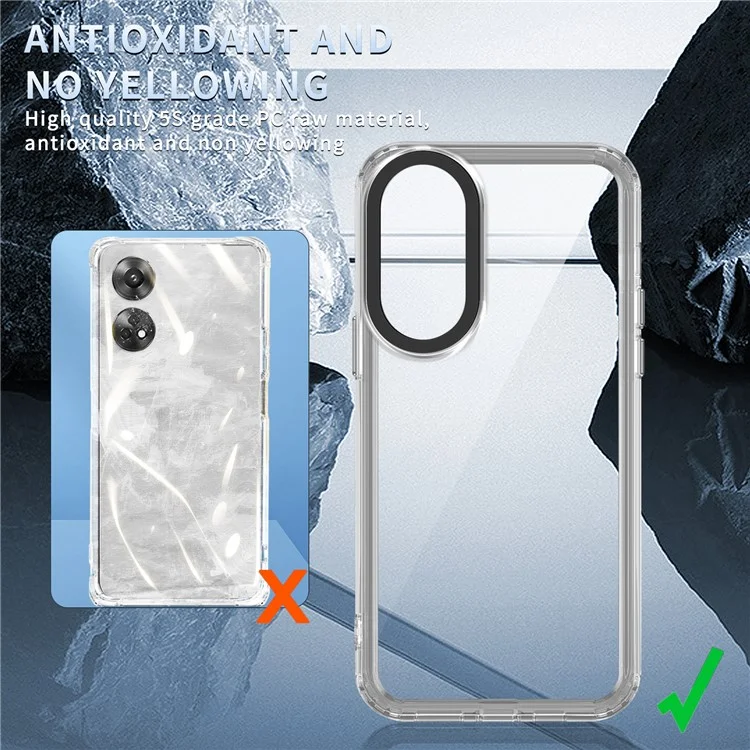 For Oppo Reno8 T 4G Clear PC+TPU Phone Case Anti-Scratch Phone Cover - Transparent