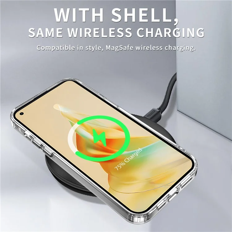 Para Oppo Reno8 T 4G Capa de Telefone PC+TPU Transparente Anti-Arranhões - Transparente