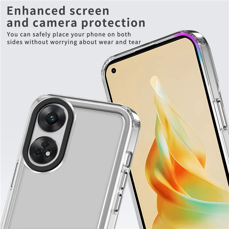 Para Oppo Reno8 T 4G Capa de Telefone PC+TPU Transparente Anti-Arranhões - Transparente