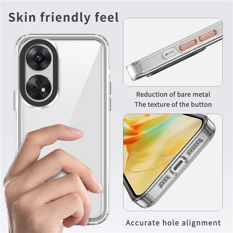 Para Oppo Reno8 T 4G Capa de Telefone PC+TPU Transparente Anti-Arranhões - Transparente