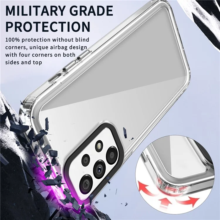 For Samsung Galaxy A33 5G Shockproof Cases PC+TPU Clear Phone Cover - Transparent Black