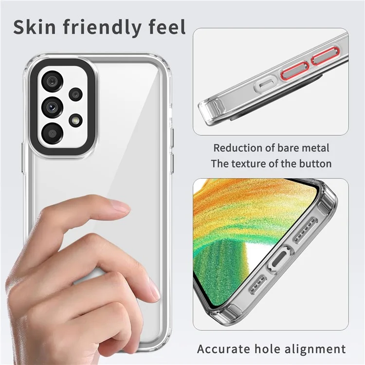 For Samsung Galaxy A33 5G Shockproof Cases PC+TPU Clear Phone Cover - Transparent Black