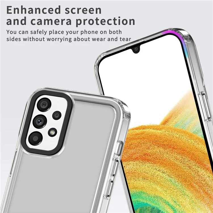 For Samsung Galaxy A33 5G Shockproof Cases PC+TPU Clear Phone Cover - Transparent Black