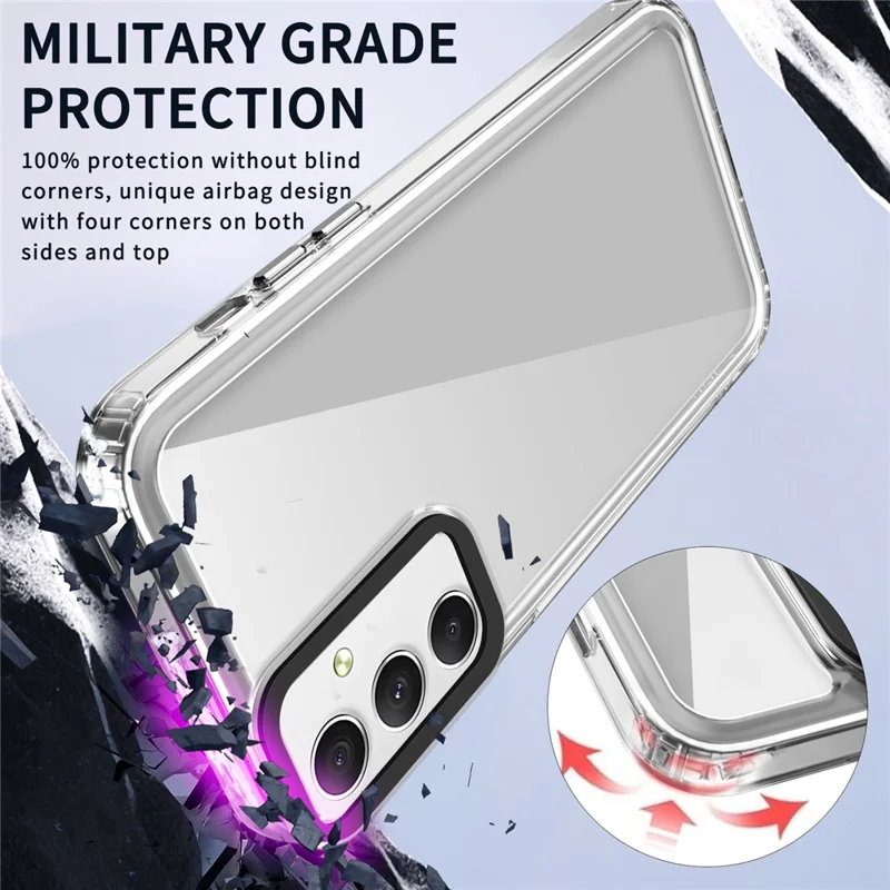 Per Samsung Galaxy A34 5G Custodie Protettive PC+TPU Crystal Clear Cover per Telefono - Trasparente Nero