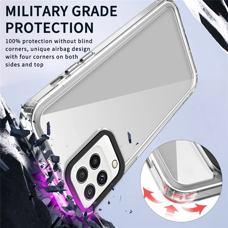 For Samsung Galaxy A22 4G (EU Version) / M22 / M32 (Global Version) 4G Case Protective PC+TPU Clear Phone Cover - Transparent Purple