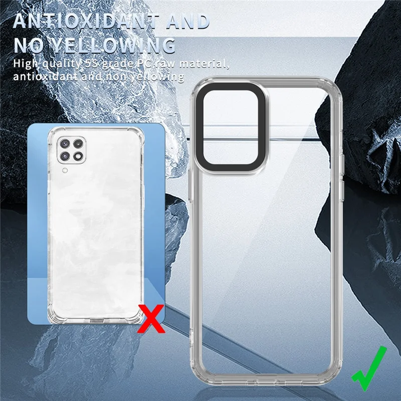 For Samsung Galaxy A22 4G (EU Version) / M22 / M32 (Global Version) 4G Case Protective PC+TPU Clear Phone Cover - Transparent Purple