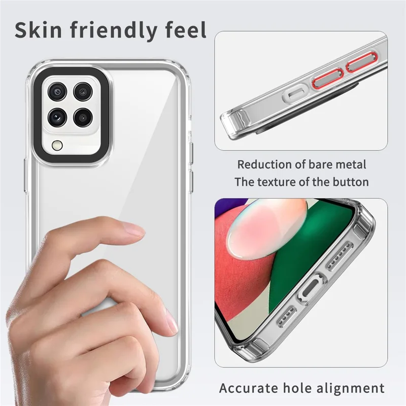 For Samsung Galaxy A22 4G (EU Version) / M22 / M32 (Global Version) 4G Case Protective PC+TPU Clear Phone Cover - Transparent Purple