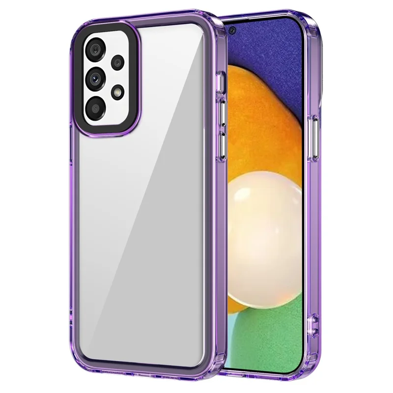 Para Samsung Galaxy A52 5G / A52 4G / A52s 5G Capas Claras Anti-Arranhões PC+TPU Capa de Telefone - Roxo Transparente