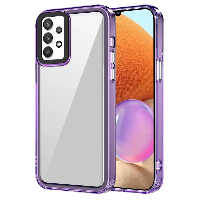 For Samsung Galaxy A32 4G (EU Version) Protective Cases PC+TPU Crystal Clear Phone Case - Transparent Purple