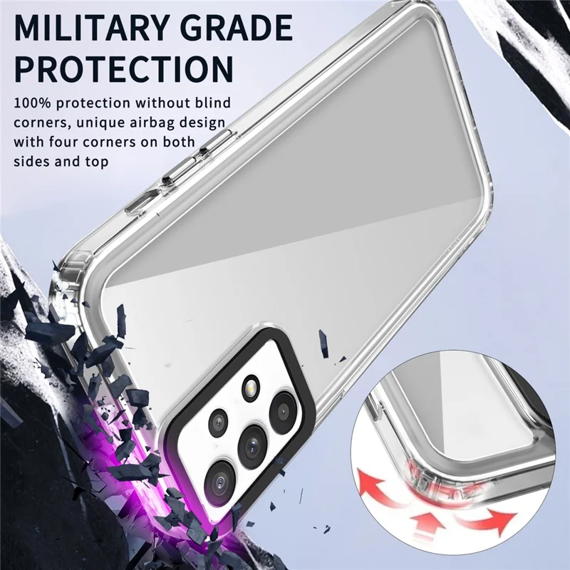 For Samsung Galaxy A32 4G (EU Version) Protective Cases PC+TPU Crystal Clear Phone Case - Transparent Purple