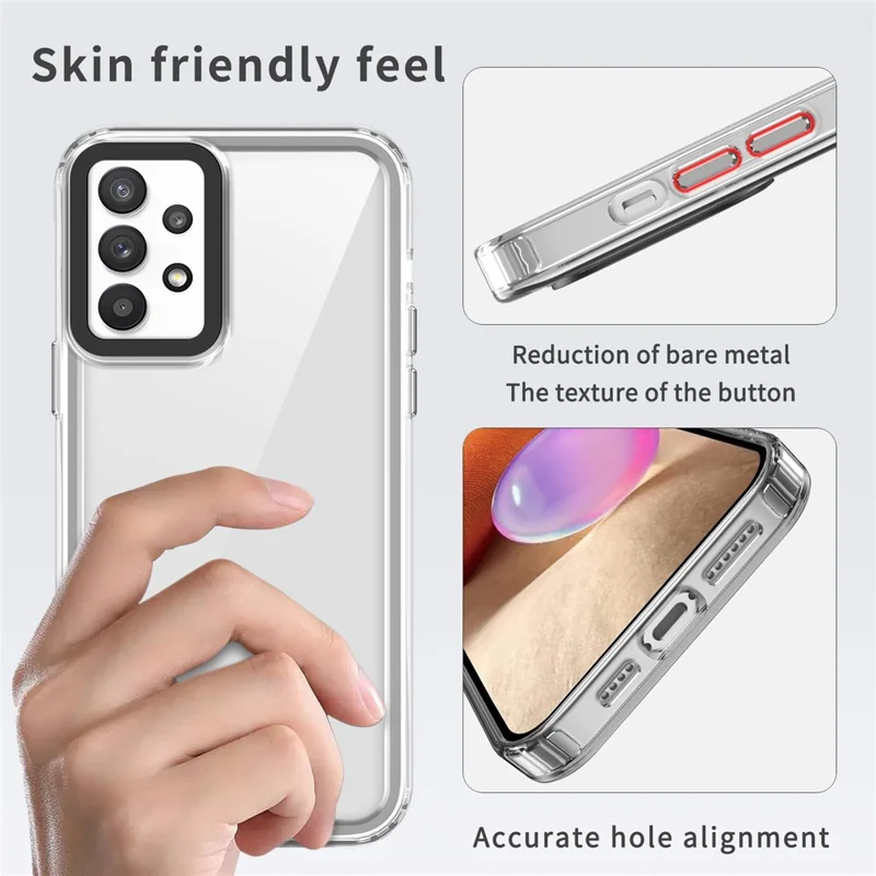 For Samsung Galaxy A32 4G (EU Version) Protective Cases PC+TPU Crystal Clear Phone Case - Transparent Purple