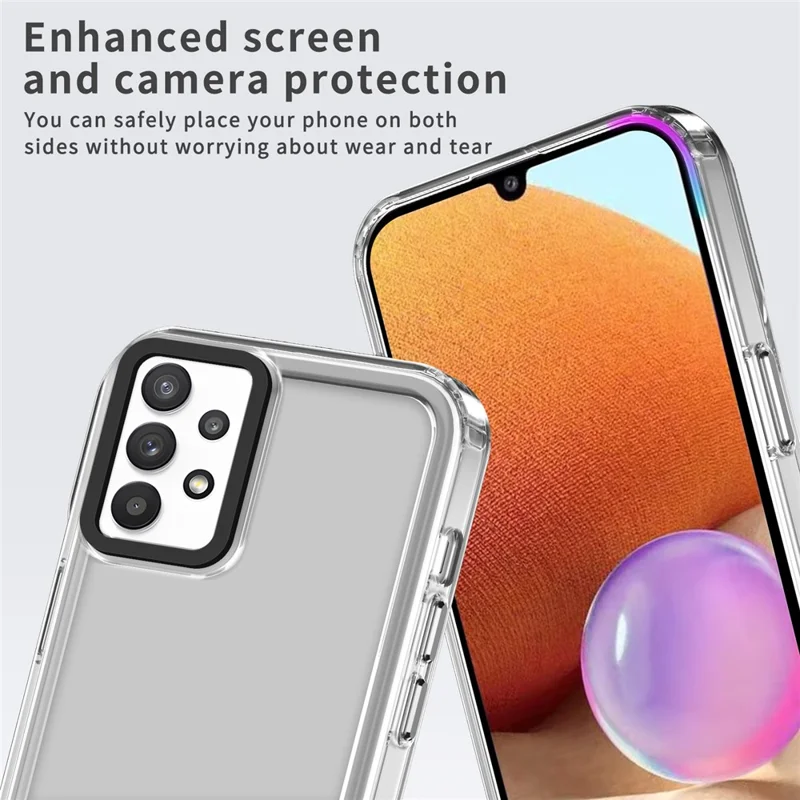 For Samsung Galaxy A32 4G (EU Version) Protective Cases PC+TPU Crystal Clear Phone Case - Transparent Purple