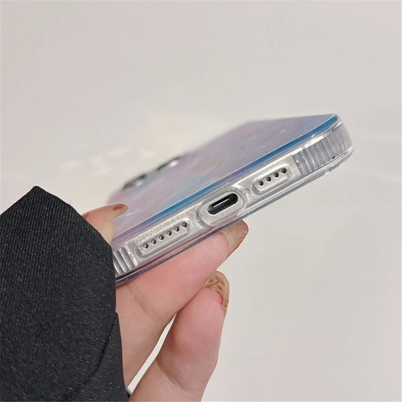 For iPhone 15 Pro Phone Case Gradient Universe Feather Fox Tail TPU+Acrylic Cover