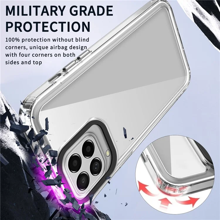 For Samsung Galaxy M33 5G (Global Version) Phone Case PC+TPU Transparent Cover - Transparent Black