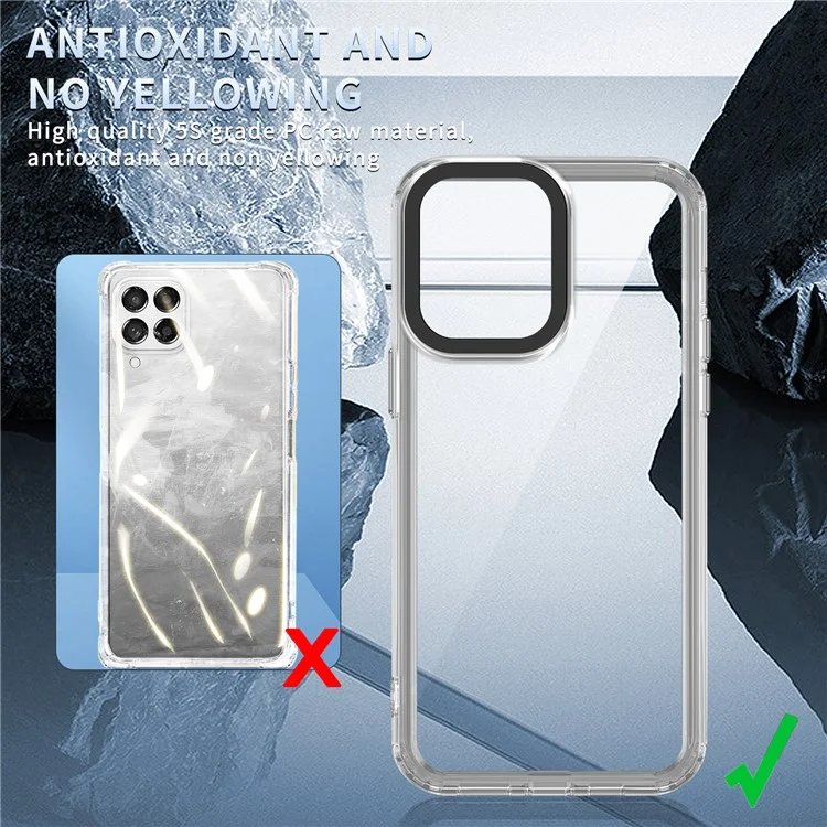 For Samsung Galaxy M33 5G (Global Version) Phone Case PC+TPU Transparent Cover - Transparent Black