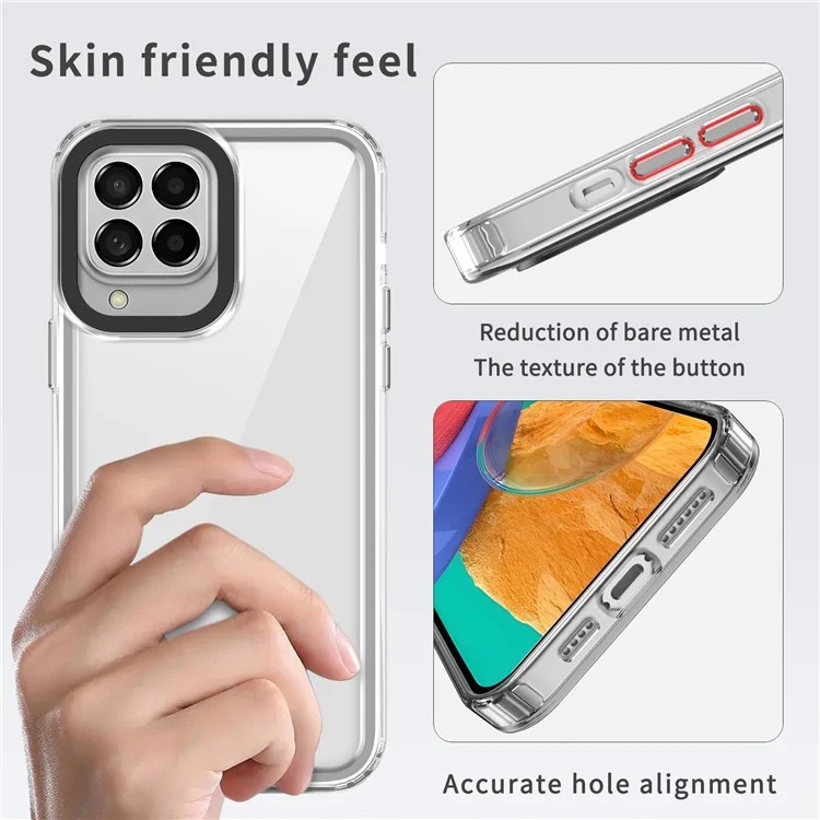For Samsung Galaxy M33 5G (Global Version) Phone Case PC+TPU Transparent Cover - Transparent Black