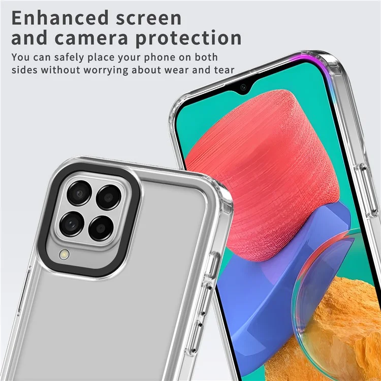 For Samsung Galaxy M33 5G (Global Version) Phone Case PC+TPU Transparent Cover - Transparent Black