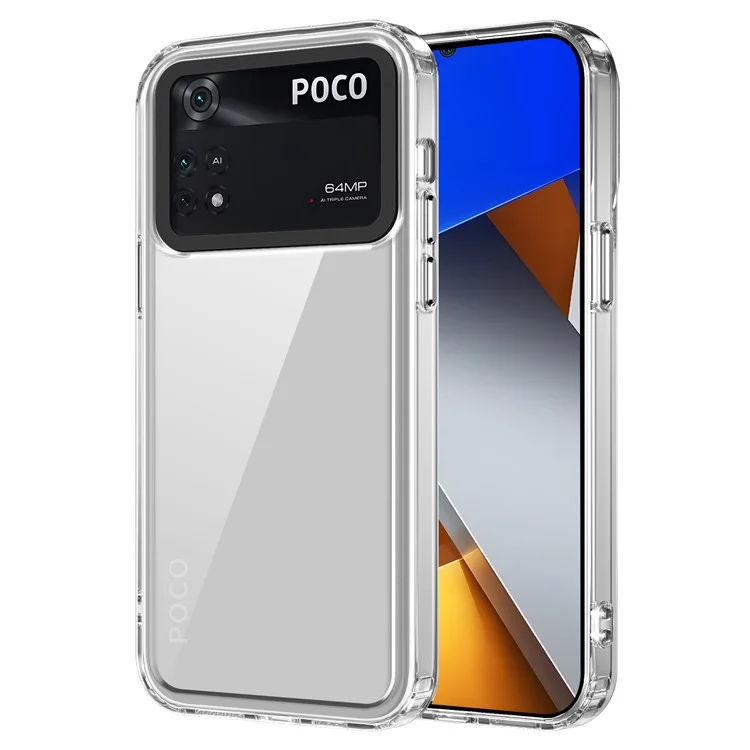 Для Xiaomi Poco M4 Pro 4G ударопрочный чехол PC + TPU прозрачный чехол для телефона - прозрачный