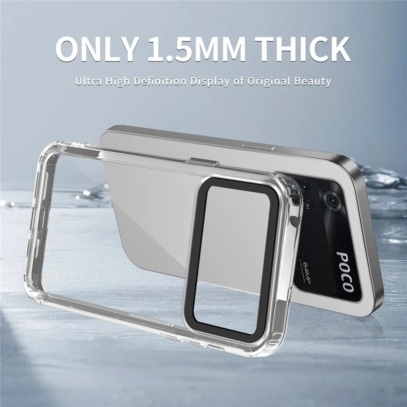 For Xiaomi Poco M4 Pro 4G Shockproof Case PC+TPU Clear Phone Cases - Transparent Black