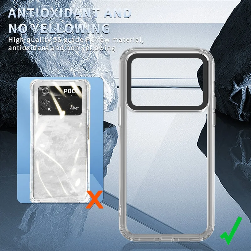 For Xiaomi Poco M4 Pro 4G Shockproof Case PC+TPU Clear Phone Cases - Transparent Black