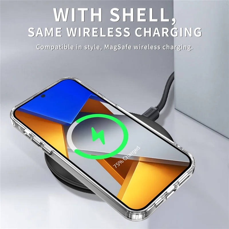 For Xiaomi Poco M4 Pro 4G Shockproof Case PC+TPU Clear Phone Cases - Transparent Black