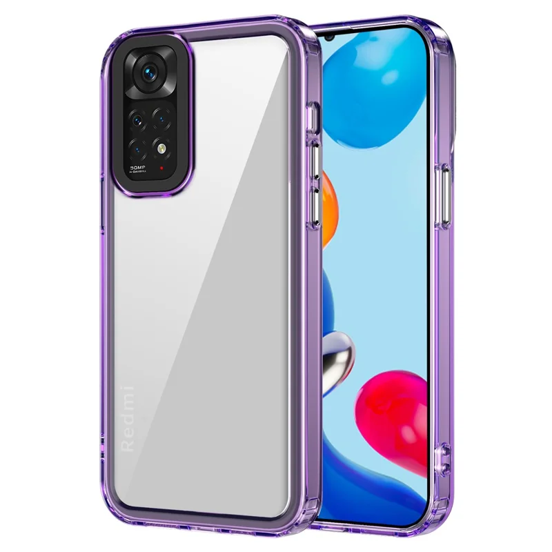 For Xiaomi Redmi Note 11 4G (Qualcomm) / Note 11S 4G Clear Cases PC+TPU Slim Phone Shell - Transparent Purple