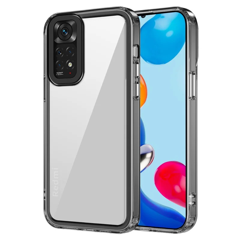 For Xiaomi Redmi Note 11 4G (Qualcomm) / Note 11S 4G Clear Cases PC+TPU Slim Phone Shell - Transparent Black