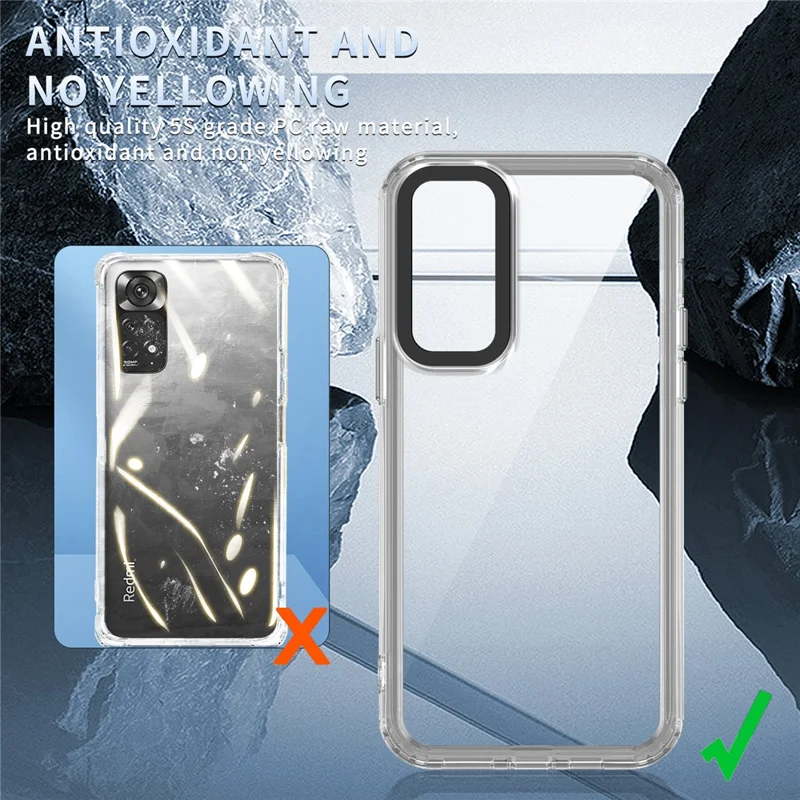For Xiaomi Redmi Note 11 4G (Qualcomm) / Note 11S 4G Clear Cases PC+TPU Slim Phone Shell - Transparent Black