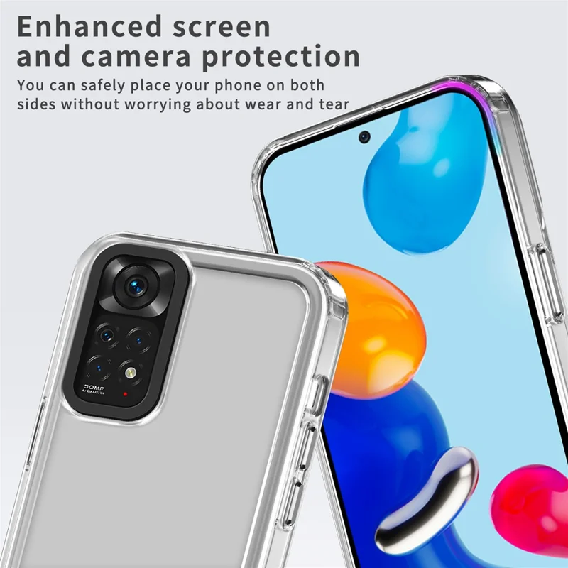 For Xiaomi Redmi Note 11 4G (Qualcomm) / Note 11S 4G Clear Cases PC+TPU Slim Phone Shell - Transparent Black