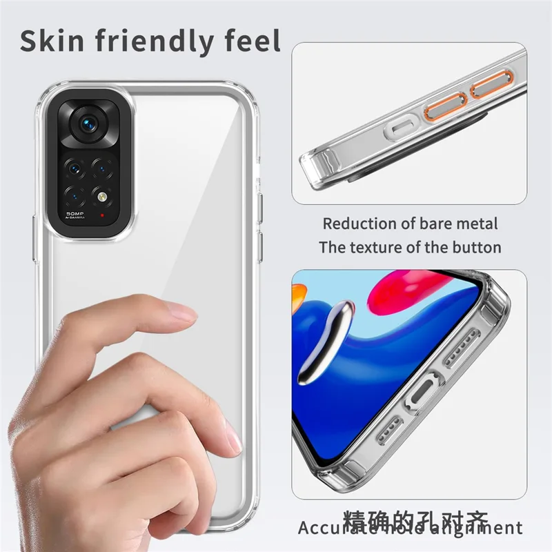 For Xiaomi Redmi Note 11 4G (Qualcomm) / Note 11S 4G Clear Cases PC+TPU Slim Phone Shell - Transparent Black