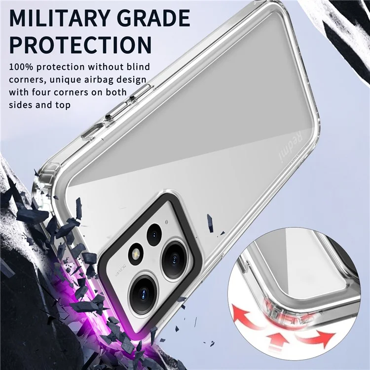 Per Xiaomi Redmi Note 12 4G Clear Case Anti-Drop PC+TPU Slim Phone Cover - Trasparente
