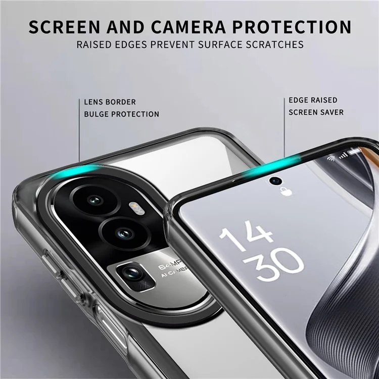 For Oppo Reno11 Pro 5G (Global) Shockproof Cases PC+TPU Clear Phone Cover - Transparent