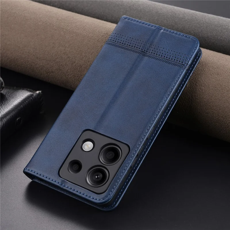 AZNS Pour Xiaomi Redmi Note 13 Pro 5G / Poco X6 5G Étui en cuir véritable Texture de cuir de vache Étui de téléphone - Bleu