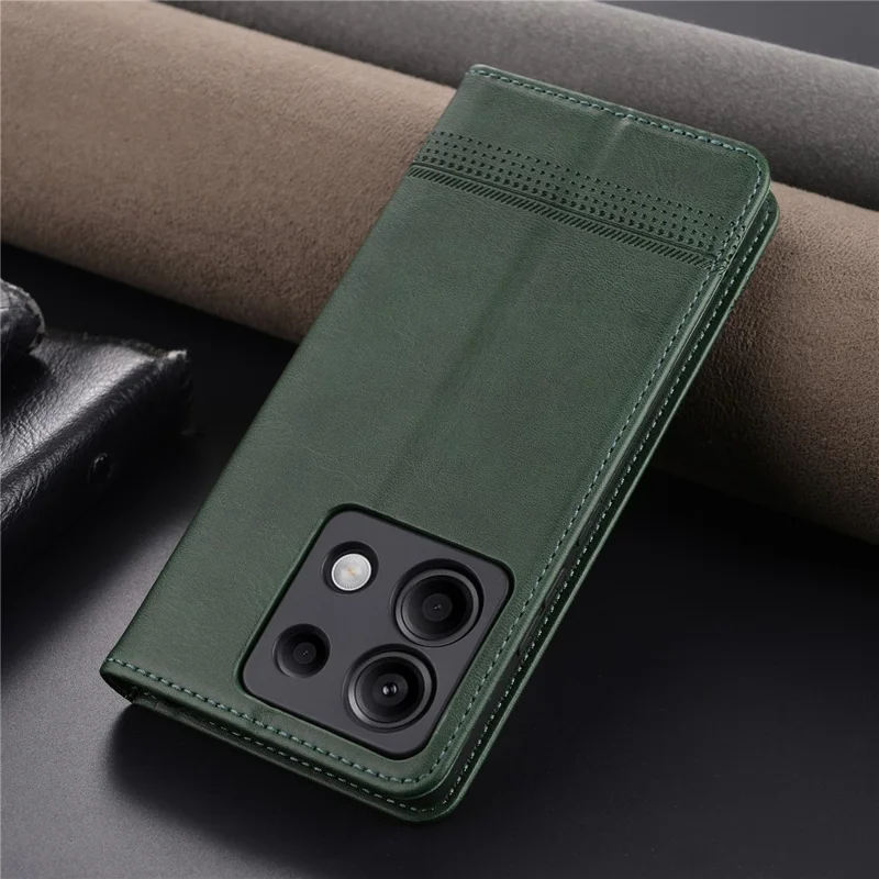 AZNS For Xiaomi Redmi Note 13 Pro 5G / Poco X6 5G Case Leather Cowhide Texture Phone Cover - Green