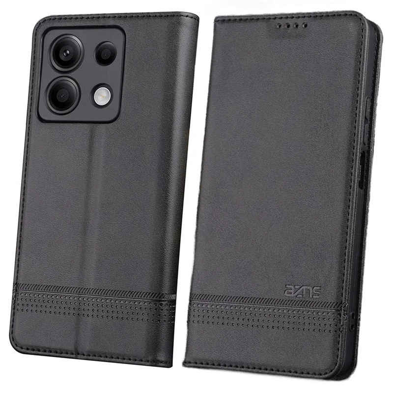 AZNS Pour Xiaomi Redmi Note 13 Pro 5G / Poco X6 5G Étui en cuir véritable Texture - Noir