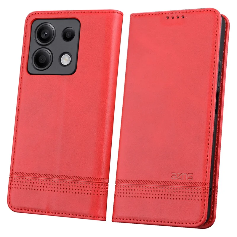 AZNS Per Xiaomi Redmi Note 13 Pro 5G / Poco X6 5G Custodia in Pelle di Vitello Texture - Rosso