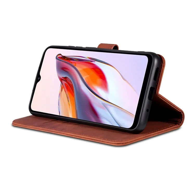 AZNS For Xiaomi Redmi Note 13 Pro+ 5G Leather Case Stand TPU Inner Shell Phone Cover - Brown