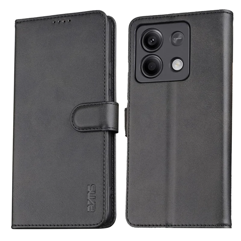 AZNS For Xiaomi Redmi Note 13 5G Cell Phone Case Leather+TPU Inner Stand Cover - Black