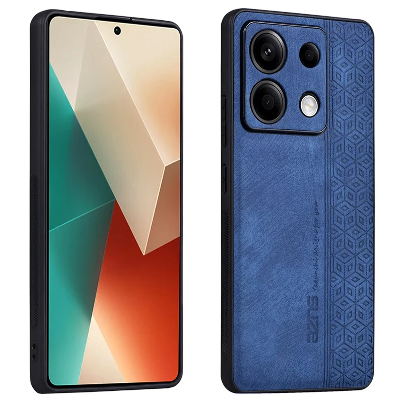 AZNS For Xiaomi Redmi Note 13 Pro 5G / Poco X6 5G Phone Case PU Leather Coated TPU Anti-fall Cover - Blue