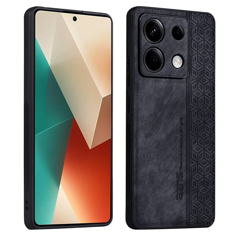 AZNS For Xiaomi Redmi Note 13 Pro 5G / Poco X6 5G Phone Case PU Leather Coated TPU Anti-fall Cover - Black