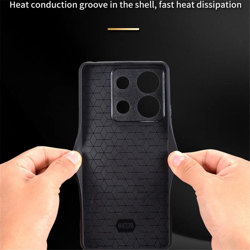 AZNS For Xiaomi Redmi Note 13 Pro 5G / Poco X6 5G Phone Case PU Leather Coated TPU Anti-fall Cover - Black