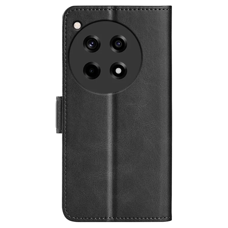 For OnePlus 12R 5G / Ace 3 5G Case Dual Magnetic Clasp Leather Wallet Cover - Black