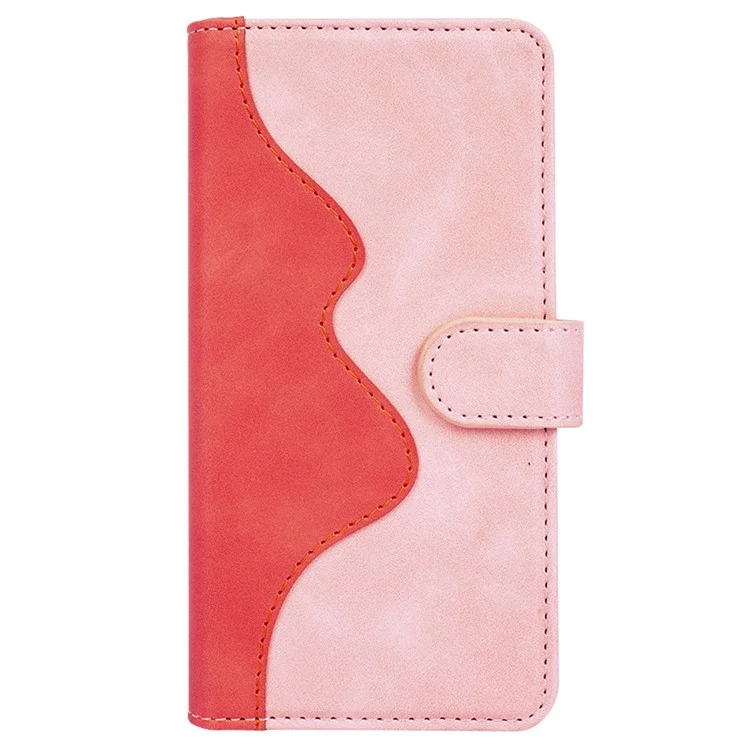 For OnePlus 12R 5G / Ace 3 5G Case Folio Stand Color Splicing Leather Phone Cover - Pink