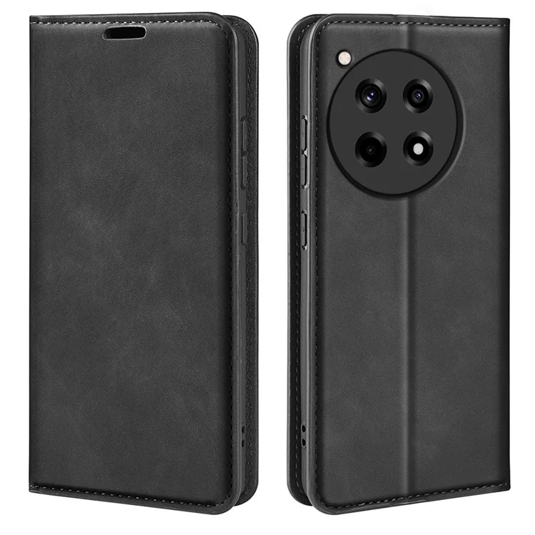 For OnePlus 12R 5G / Ace 3 5G Case PU Leather Wallet Phone Cover Auto-absorbed - Black