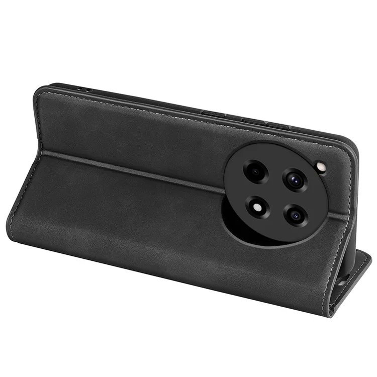For OnePlus 12R 5G / Ace 3 5G Case PU Leather Wallet Phone Cover Auto-absorbed - Black