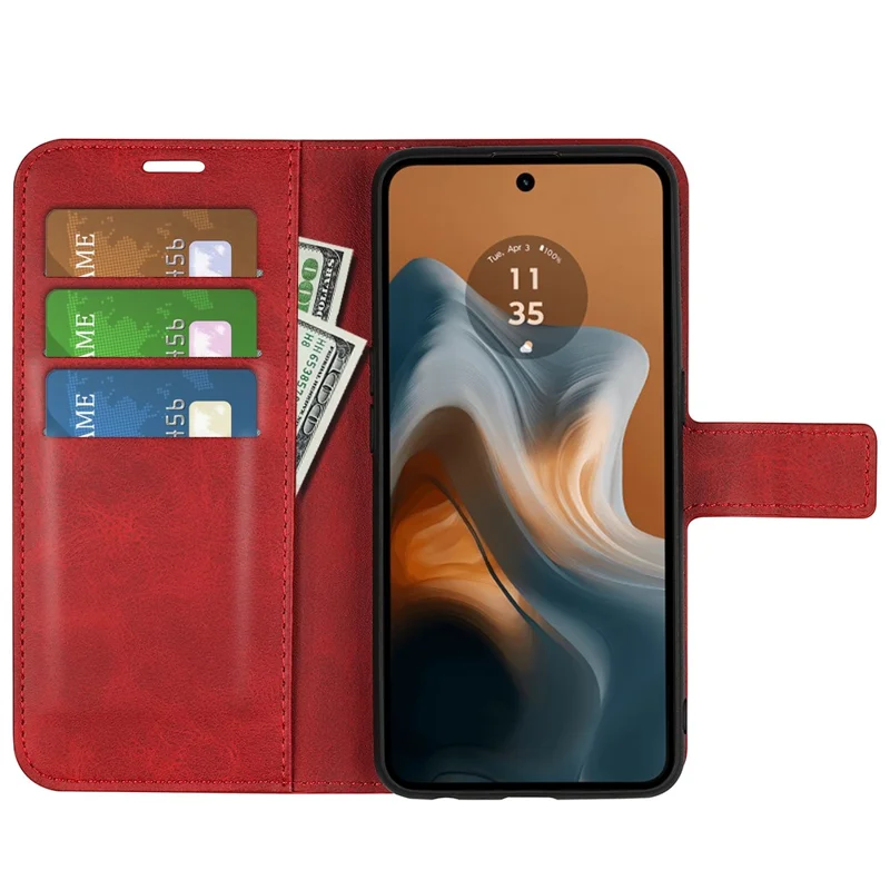 For Motorola Moto G45 5G / G34 5G Case PU Leather Wallet Folding Phone Cover - Red